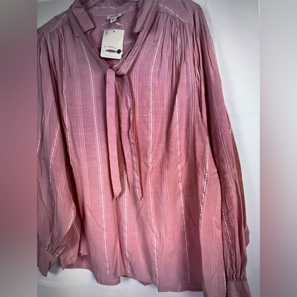 ANA A New Approach Womens Rayon Cotton Ballon Sleeve Pink Blouse Sz L NWT - Picture 5 of 11